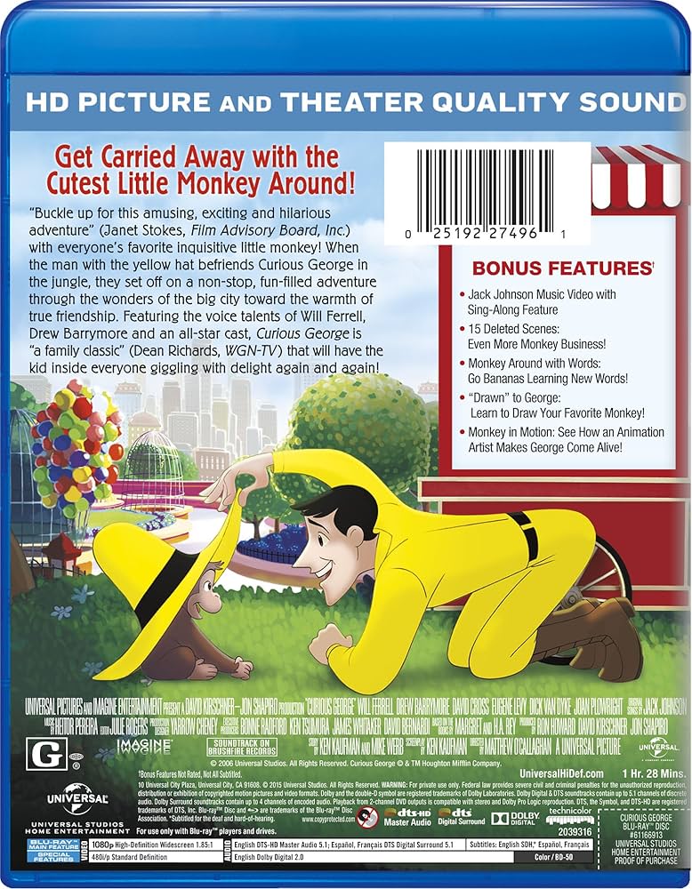 Amazon.com: Curious George [Blu-ray] : Will Ferrell, Drew
